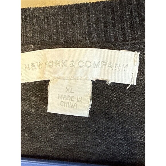 Y2K New York & Co Pink Argyle Sweater Cardigan Beaded Rhinestone XL Academia - Picture 2 of 4